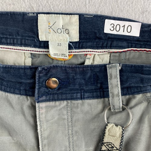 Koto Hose Herren 33 grau Eingrifftaschen distressed zerrissen Cord Hüfttaschen - Bild 21 von 21