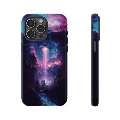 Phone Ink - Case for iPhone/Galaxy/Pixel - UFO Spaceship Purple Forest