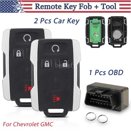 2 Replacement Remote Key Fob 4 Button+ Tool Kit For Chevrolet Silverado Colorado - Picture 1 of 11