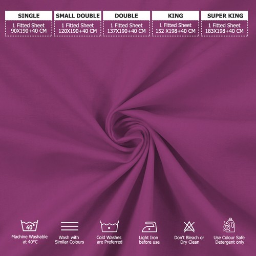 Extra Deep Fitted Sheet 16''/40cm 200TC Egyptian Cotton Single 4FT Double King S - Picture 34 of 148