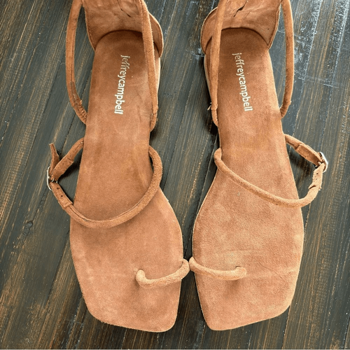 JEFFREY CAMPBELL Strawberry Field Tall Gladiator Sandals in Tan Suede - Picture 14 of 16