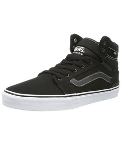 VANS Sanction Mid A Righe Tela Fashion Skater Scarpe Casual Nero Bianco VANS Sanction Mid A Righe Tela Fashion Skater Scarpe Casual Nero Bianco
