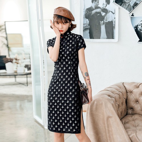 Qipao Damen Sommerspitze Kleid chinesisch traditionell kurz Cheongsam Abendkleider - Bild 3 von 6