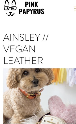 Collar Papiro Rosa Ainsley Cuero Vegano Perro Tamaño Ajustable Libre de Crueldad 100% - Imagen 4 de 9