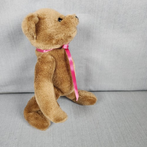 Kel-Toy Brown Teddy Bear 10" Jointed Ribbon Soft Paws Vintage Cotton Acrylic Fur - Picture 6 of 9
