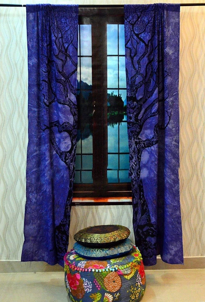 Mandala Tapiz Colgante de Pared Bohemio Ventana Puerta Cortinas Algodón Panel de Pared Foto 3 de 4