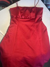 David's Bridal Women's Dress Size 16 Red Strap Evening Bow Tank Tulle Maxi