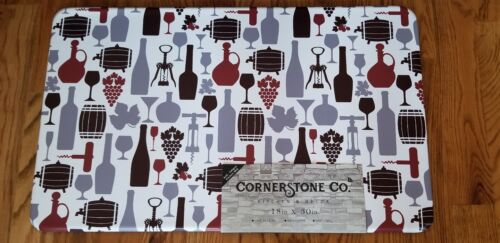 Anti Fatigue Kitchen Floor Mat Rug 18"x30" Wine Bottles GLASS Grapes OPENER! - Picture 2 of 2