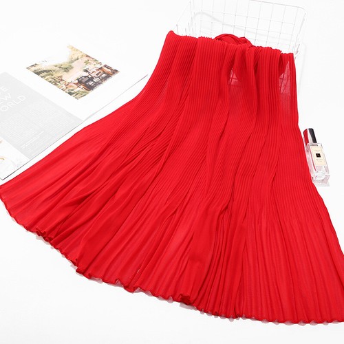 High Quality Solid Pleated Chiffon Long Scarf Hijabs Elegant Women Turban Shawls - Picture 54 of 62