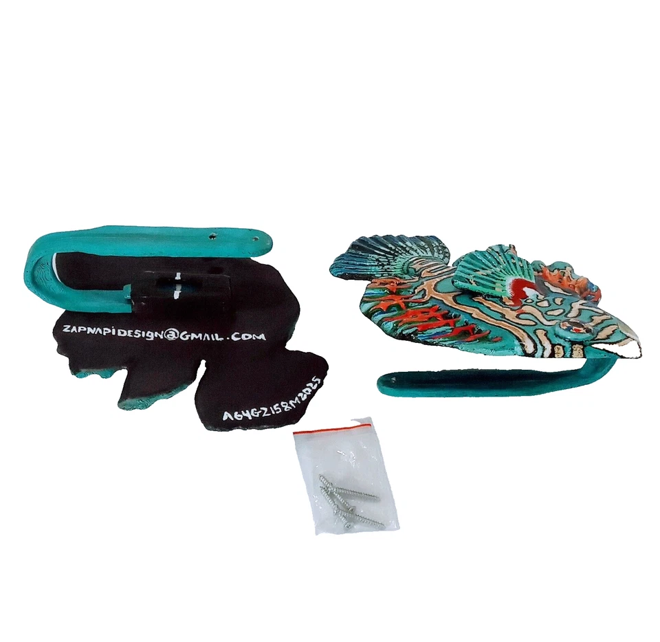 1 set of  Tropical Curtain panel hooks Handcrafted/painted  Tropical fish - Image 3 of 4