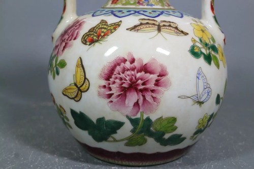 Schöne chinesische Famille Rose Porzellan Vase - Bild 3 von 10