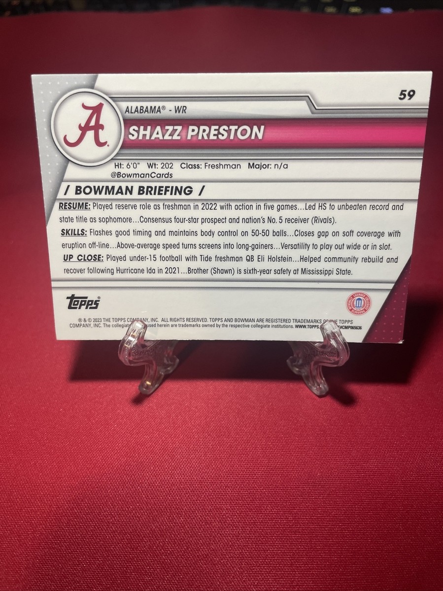 プレストマン 2023 Bowman Chrome University Shazz Preston 1st Bowman Card