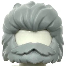 Lego New Light Bluish Gray Minifigure Hair Swept Back and Wavy with Short Beard