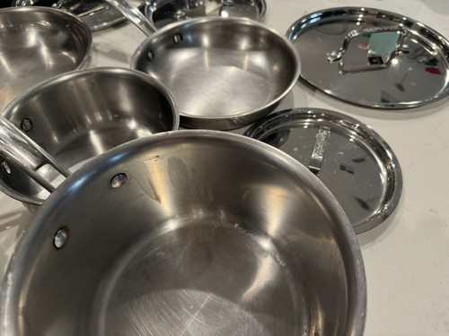 Cuisinart 10 Pc Multiclad Pro Triple Ply Stainless Steel Cookware Set pans Lids - Picture 5 of 8