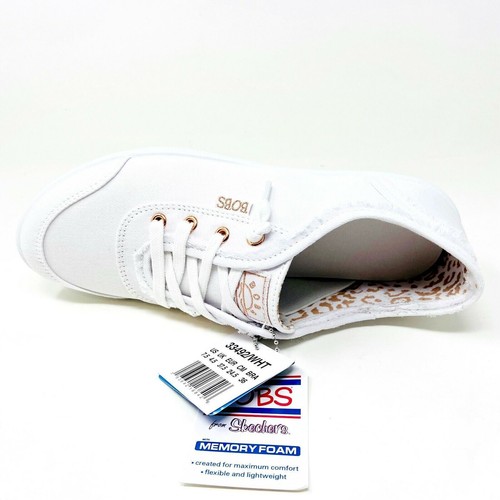 Skechers Bobs B Cute White Womens Slip On Memory Foam Comfort Shoes - Picture 4 of 5
