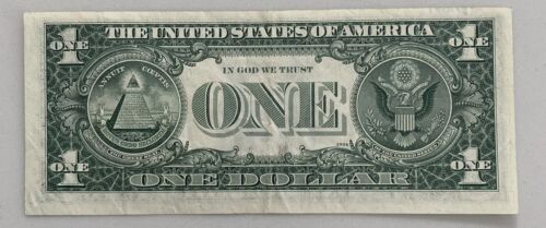 $1 ONE Dollar Bill Offset Misaligned Overprint Error - Serial Number Seal Shift - Picture 3 of 3