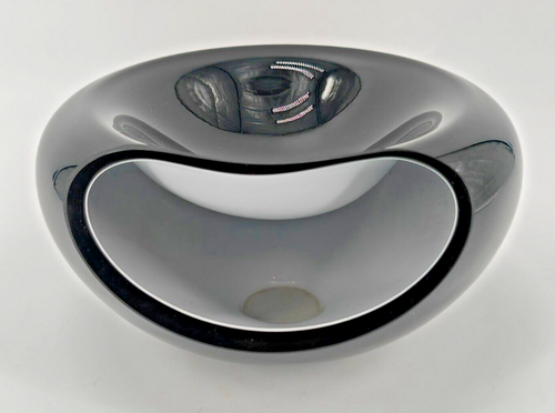 Eva Solo schwarze Glasschale Vintage 90er Jahre Schwarz weiße Smiley Schale Vase - Bild 3 von 5