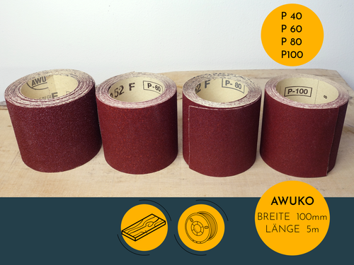 Holz Schleifpapier Set Bosch PSS 250 AE Rolle Körnung 40 60 80 100 Breite 100mm - Bild 4 von 16