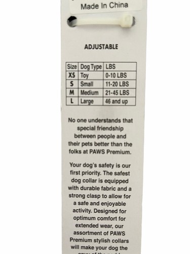 Black Dog Collar PAWS PREMIUM LARGE 15-26" Neck Size 1” Wide Heavy Duty 46 Lbs + - Picture 5 of 6