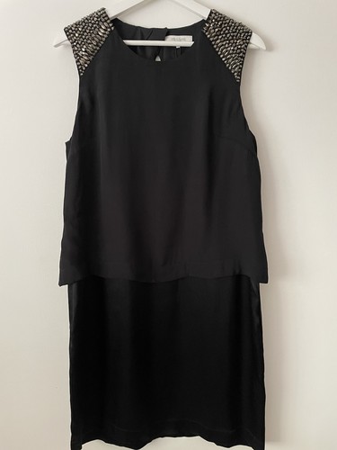 Tolles schlichtes schwarzes Eiszapfen Perlen Lagenlook Kleid Gr. M - Bild 3 von 5