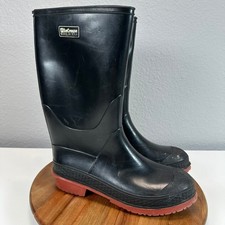 VTG LaCrosse Black Rubber Rain Boots Red Outs...