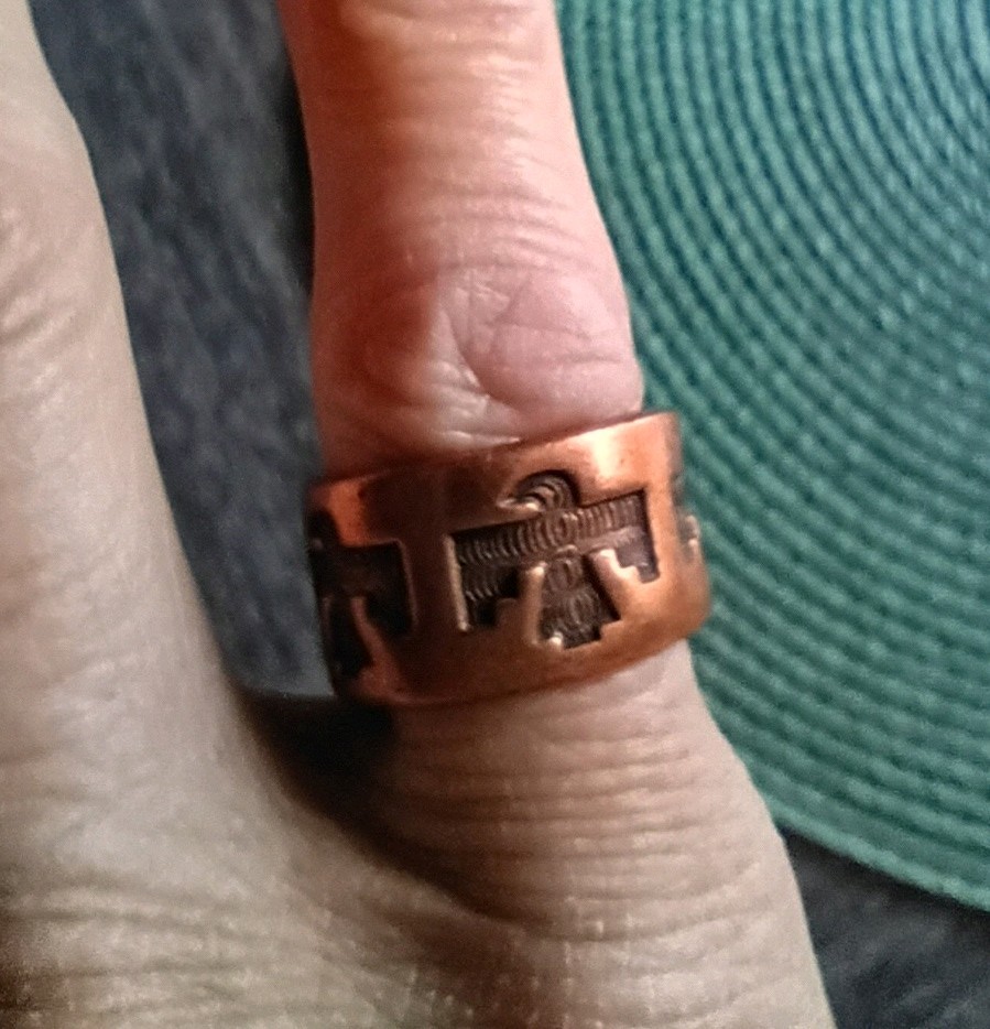 Vintage Solid Copper,Bell Trading Thunderbird Rin… - image 1