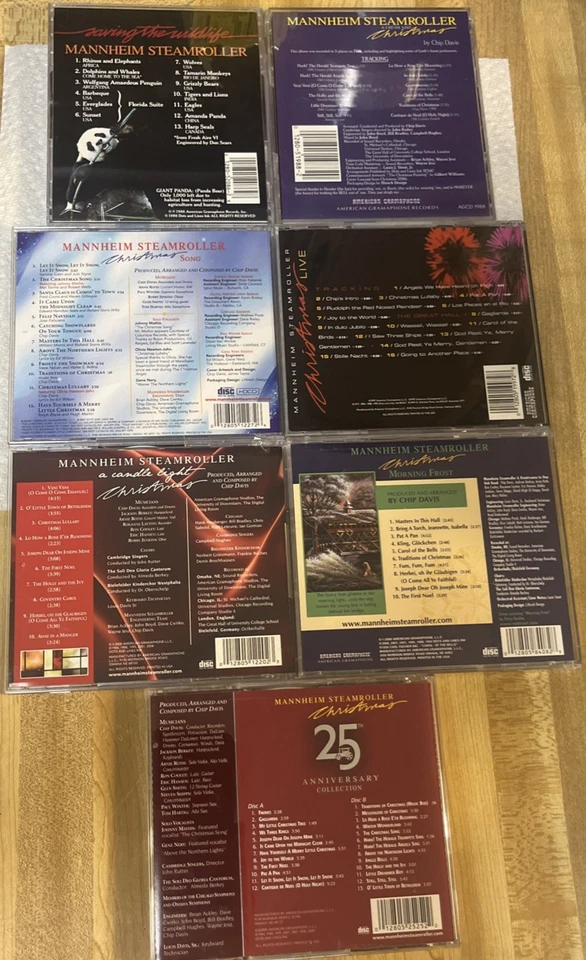 Mannheim Steamroller Chip Davis CDs Lot of 7 Christmas Morning Frost 25th Annive Foto 2 de 2