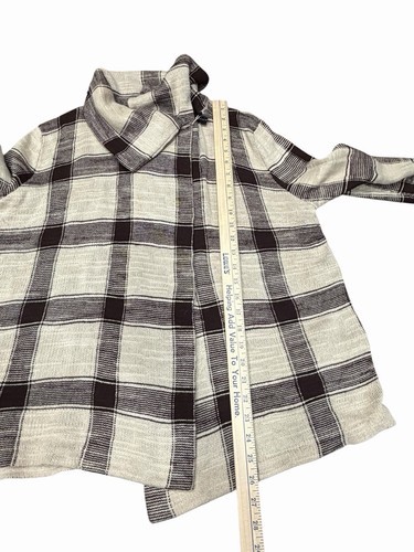 Ralph Lauren Cardigan Sweater Brown Plaid Fold Collar Toggle Close Minimalist M - Picture 8 of 8