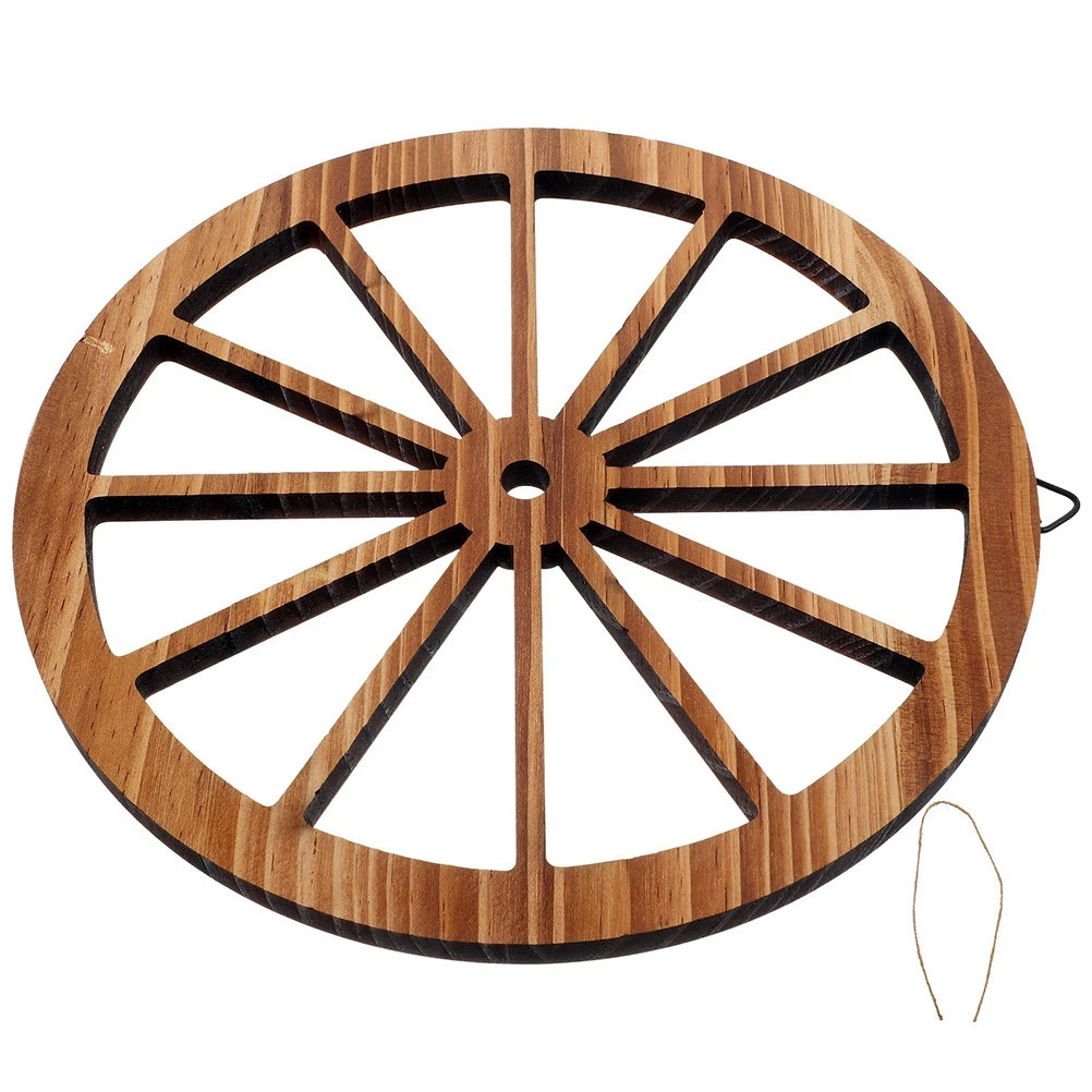 Osmond 3 pezzi in legno ruota di carro da appendere alla parete giardino arte vintage appeso per casa garage a forma di ruota pendente decorazione