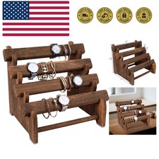 Wooden Oval Shaped 4 Tier Watch Holder Stand,Jewelry Bracelet Display Stand, ...