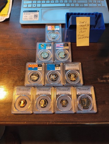 2008s - 10 coin proof set - 5 state 25c,1c,5c,10c,50c,$1-pcgs pr69 dcam in case