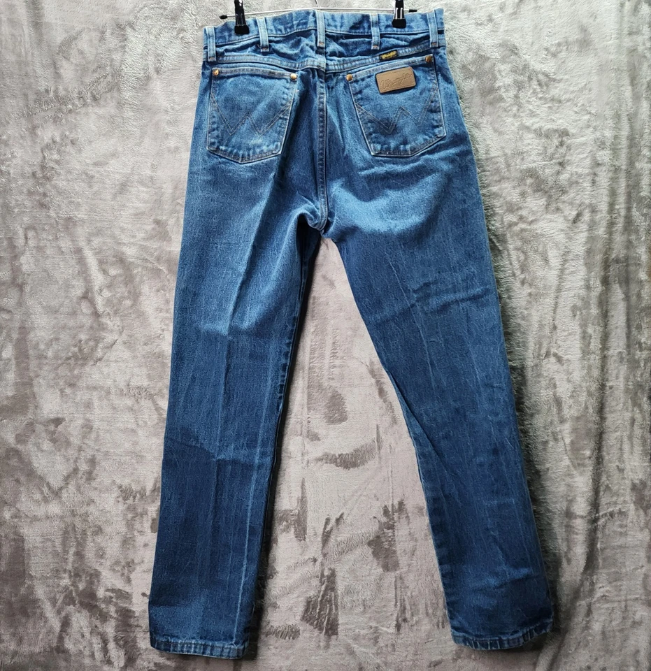 Pantalones de mezclilla Wrangler 13MWZ corte vaquero para hombre 34x34 azul tela EE. UU. hechos en México Foto 2 de 4