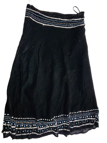 Vintage 90s a.n.a. Carole Little Black Velvet Beaded Skirt Women’s **Size 10 - Picture 8 of 8