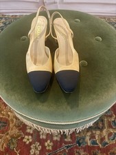 CHANEL slingback two-tone beige and black sho...