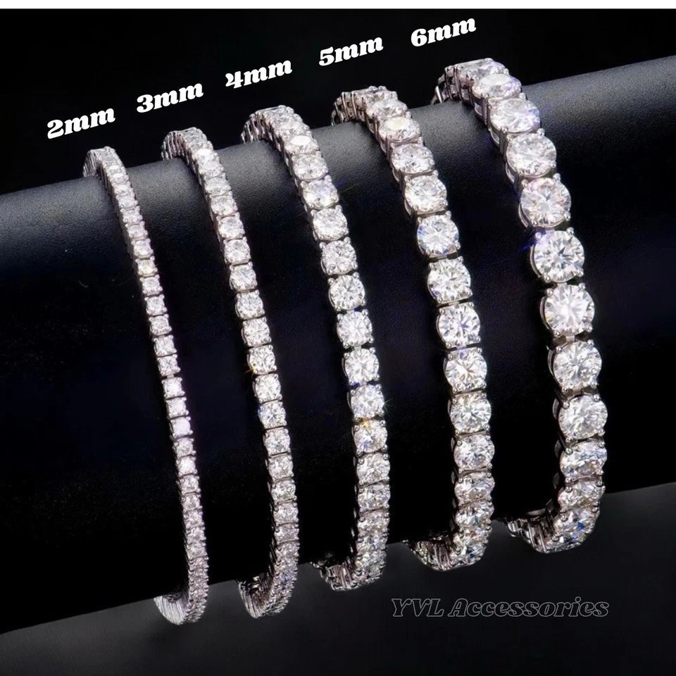 Pulsera Tenis Moissanite 4mm - VVS1 HELADO - Certificado GRE + Pasa Probador ✅ Foto 3 de 4