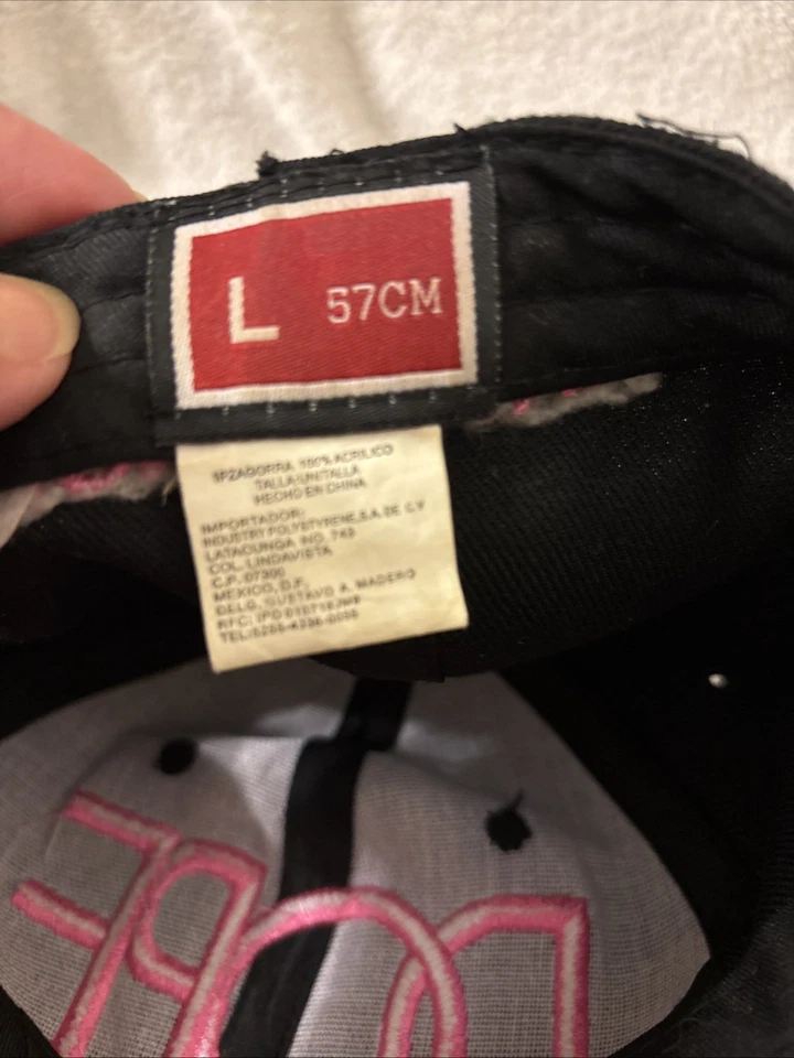 Boné de beisebol adulto Dope 6 painéis (L) preto com letras rosa/conta usado - Imagem 4 de 4