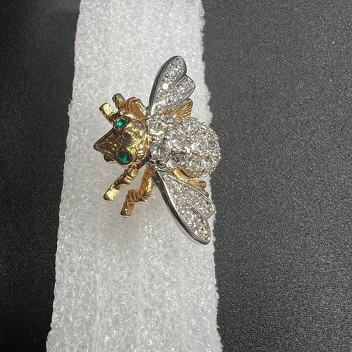 Joan Rivers Bee Brooch Pin rhinestone Green Eyes - Picture 9 of 16