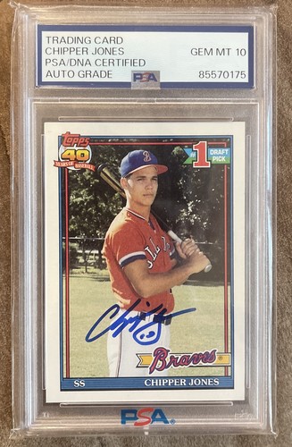 CHIPPER JONES - Gem Mint PSA 10 - 1991 TOPPS #333 ROOKIE AUTOGRAPH BRAVES