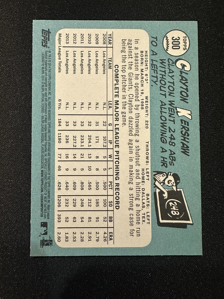 2014 Topps Heritage #300b Clayton Kershaw Action Image Variation Dodgers - Image 2 of 2