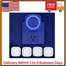 Blue Night Lights Plug in to Wall,4 Packs Dimmable Night Light with Auto Dusk to