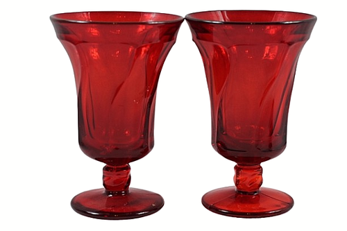 Vintage Set of 4 Fostoria Jamestown Ruby Red Iced Tea Goblet Parfait Glassware - Picture 3 of 4