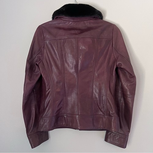 Wilsons Echtleder Kunstfellkragen Full Zip Moto Biker Jacke Braun XS - Bild 7 von 9