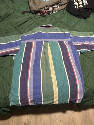 Vintage 90’s Vertical Striped Colored Polo Shirt Chaps Ralph Lauren Mens Large - Picture 4 of 4