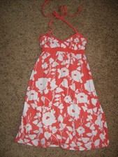 Aeropostale Floral Sundress Kids Childs Halter Neckline Coral Size XS