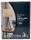 Hampton Bay Higgins 23.75" Black Tripod Table Lamp w/ White Linen Shade