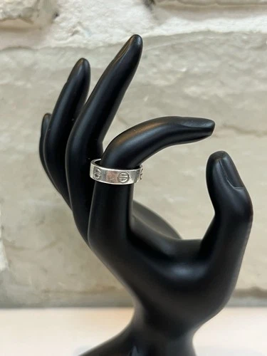 Vintage Cartier Love Ring Silver 925 Engraved Logo Unisex Authentic Size 6.25