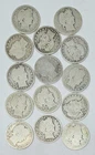 Lot Of 14 - 90% Silver Barber Quarters 25c  Circulated Coins Mixed Dates