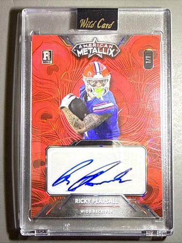 TRUE 1/1 2024 METALLIX RED LAVA PRIZM RICKY PEARSALL ROOKIE AUTO RC 49ERS - Picture 1 of 8