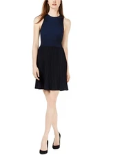 French Connection Womens Pleated Fit & Flare Dress