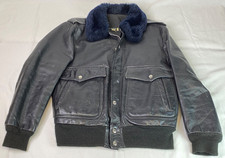 AMF Harley Davidson vintage black leather bomber jacket with fur collar size 42
